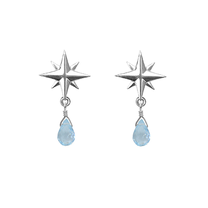 Medium Compass Rose Gemstone Post Earrings