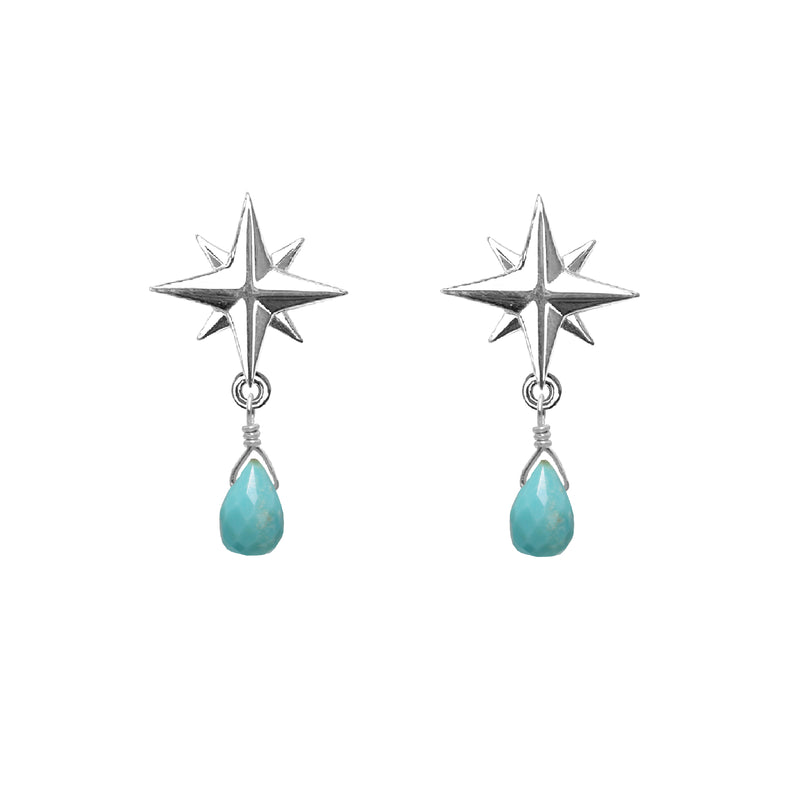 Medium Compass Rose Gemstone Post Earrings