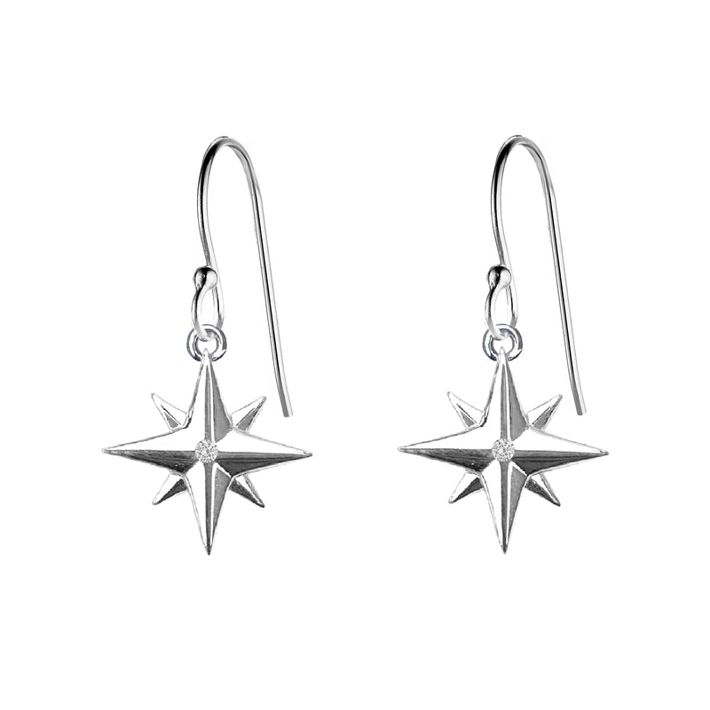 Medium Compass Rose Earrings with Diamonds