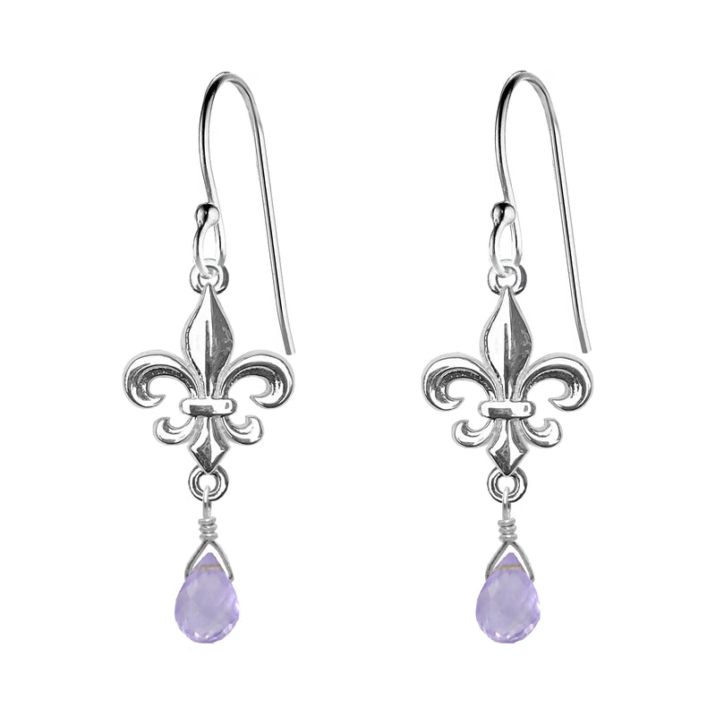 Medium Fleur de Lis Gemstone Earrings