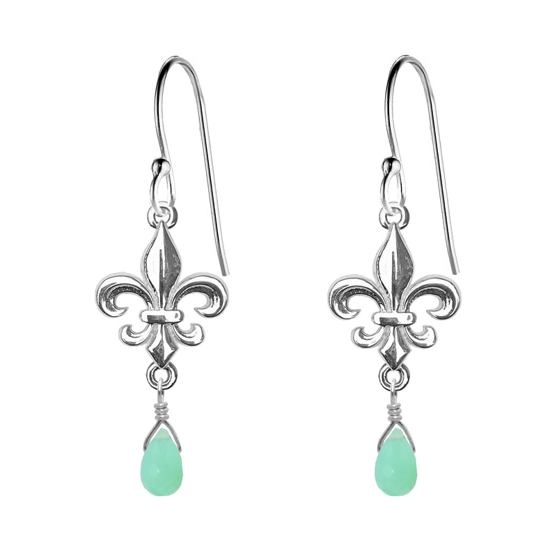 Medium Fleur de Lis Gemstone Earrings
