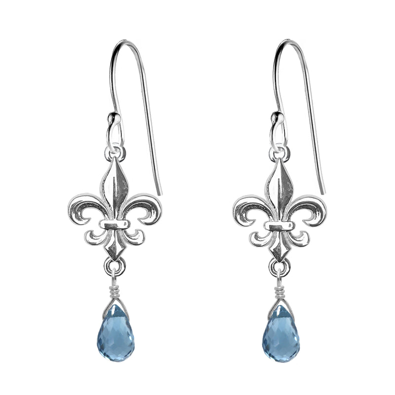 Medium Fleur de Lis Gemstone Earrings