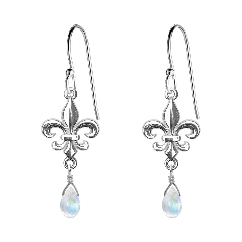 Medium Fleur de Lis Gemstone Earrings