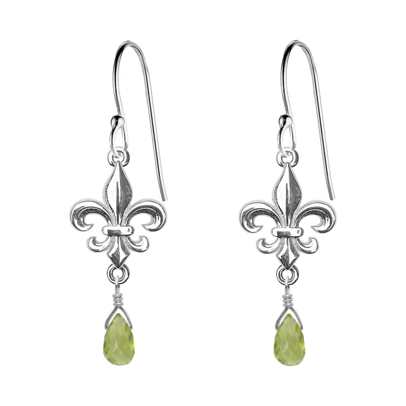 Medium Fleur de Lis Gemstone Earrings