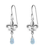 Medium Fleur de Lis Gemstone Earrings