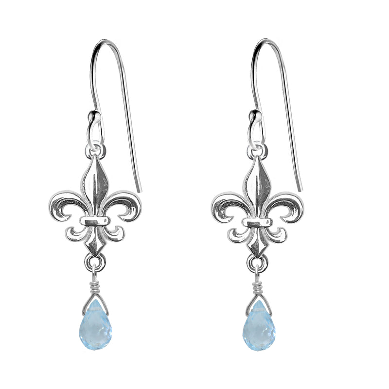 Medium Fleur de Lis Gemstone Earrings