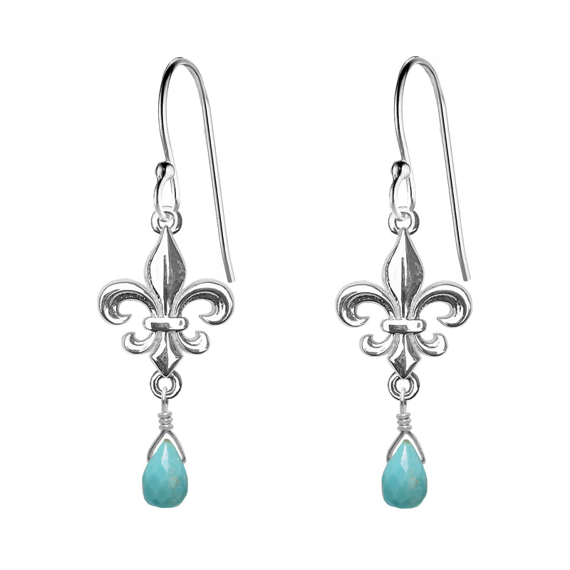Medium Fleur de Lis Gemstone Earrings