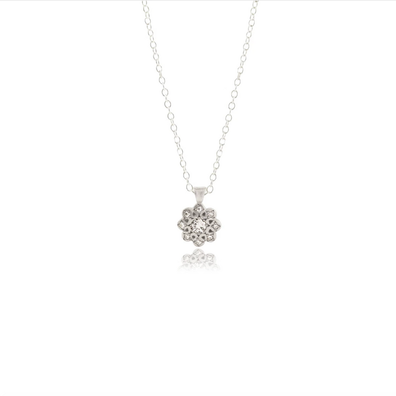 Moonflower Charm Pendant Necklace with Diamond