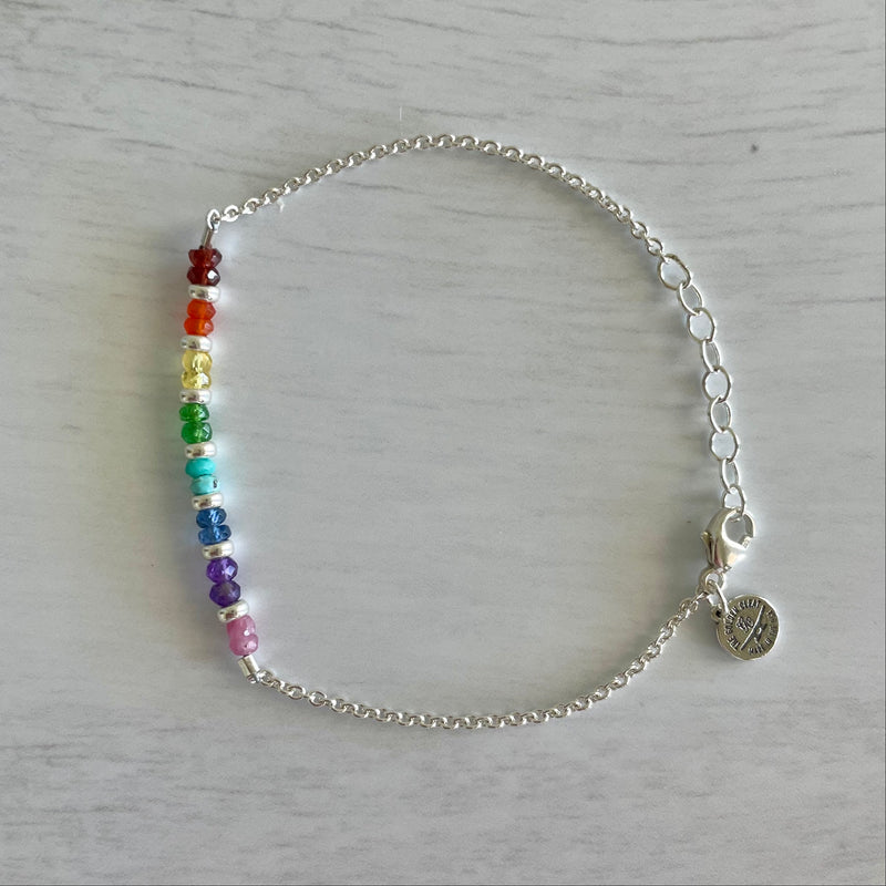 Rainbow Gemstone Bar Bracelet