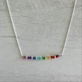 Rainbow Gemstone Bar Necklace