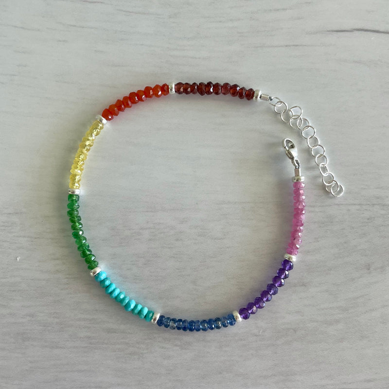 Rainbow Gemstone Beaded Bracelet