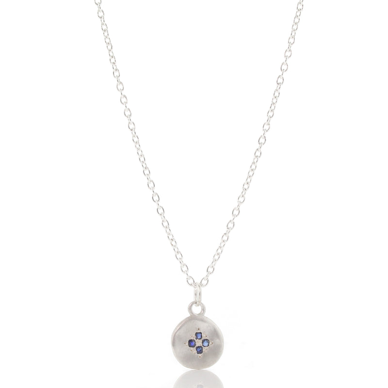 Sapphire Four Star Wave Charm Necklace