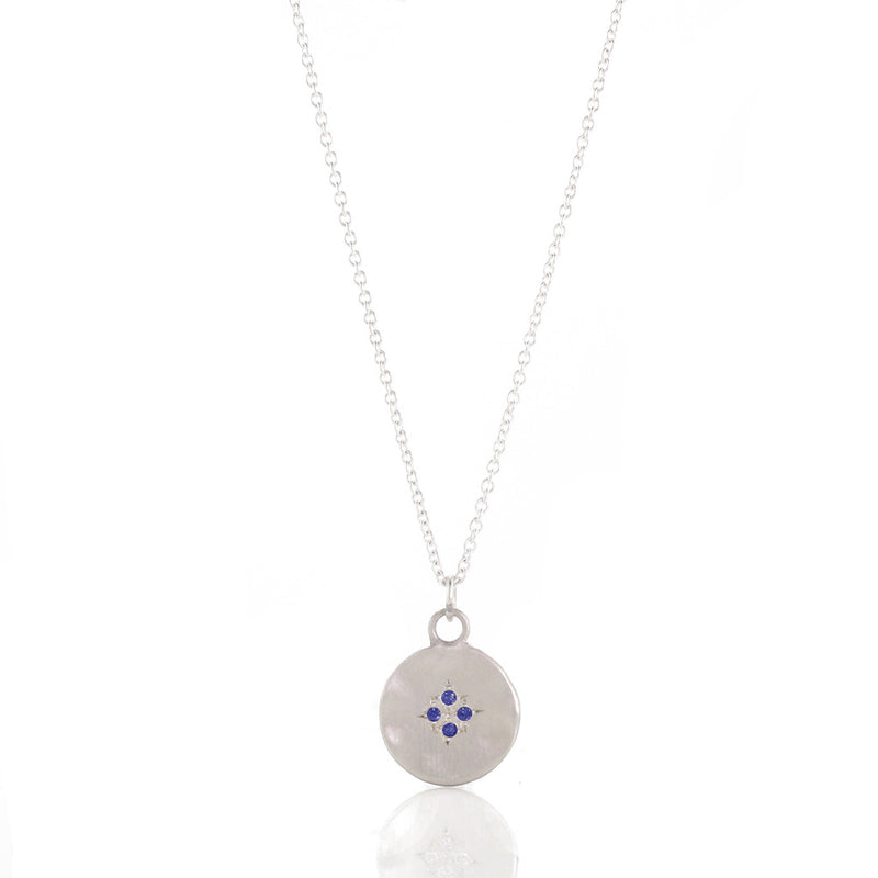 Sapphire Four Star Wave Pendant Necklace
