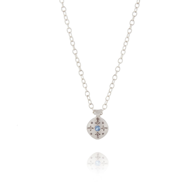 Silver Lights Charm Pendant Necklace in Aquamarine