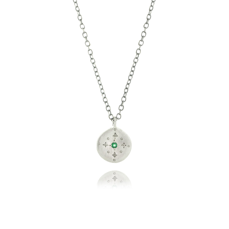 New Moon Charm Pendant Necklace with Emerald