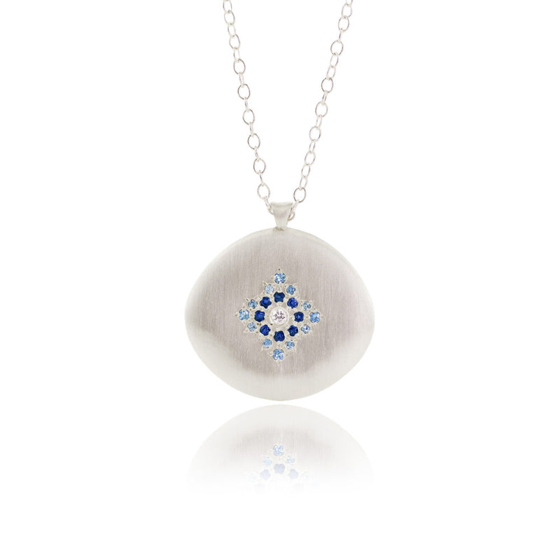 Star Light Pendant Necklace in Aquamarine & Sapphire