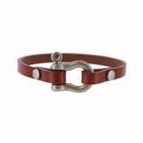 Classic Shackle Bracelet (Nickel on Chestnut Leather)