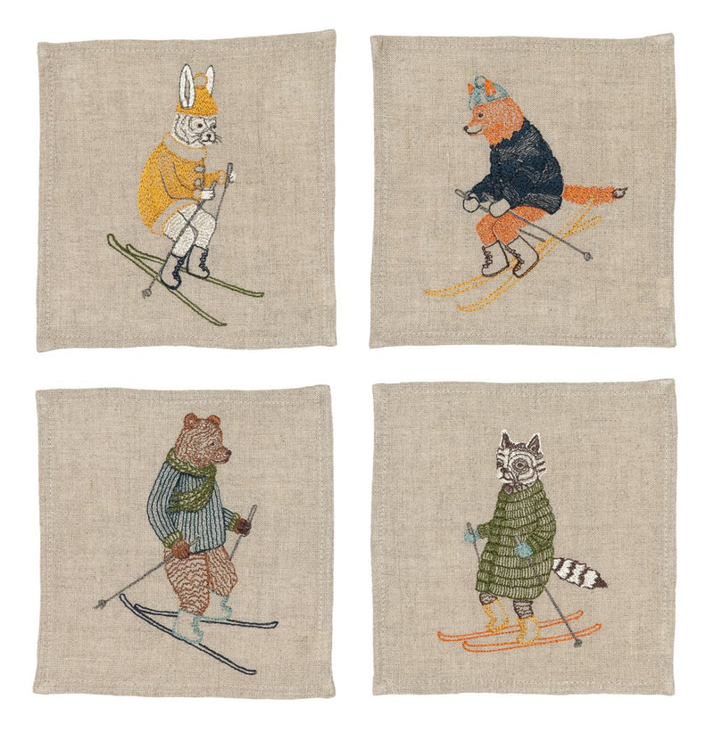 Downhill Skiers Cocktail Napkins