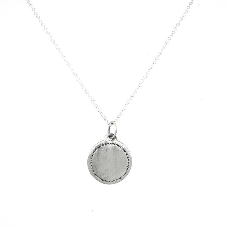 Small Round Engravable Necklace with Rope Border