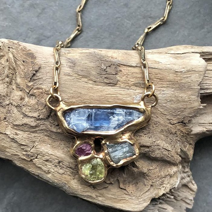 Terra Pendant Necklace (Kyanite, Ruby, Garnet, Aquamarine)