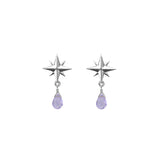 Tiny Compass Rose and Gemstone Post Earrings