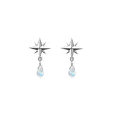 Tiny Compass Rose and Gemstone Post Earrings