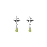 Tiny Compass Rose and Gemstone Post Earrings