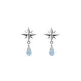 Tiny Compass Rose and Gemstone Post Earrings