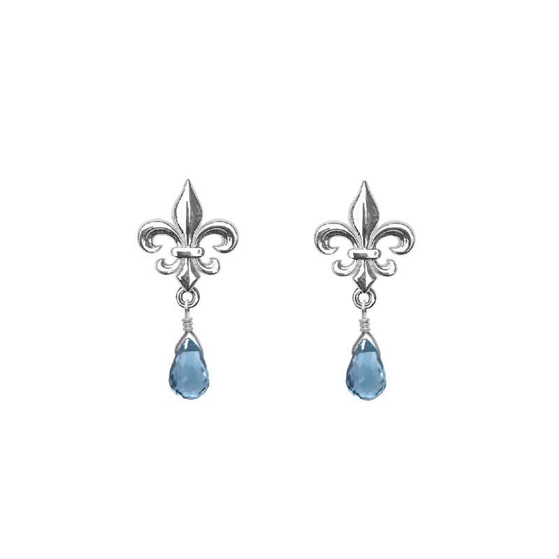 Tiny Fleur de Lis Gemstone Post Earrings – The Golden Cleat